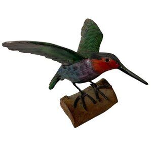 Mini Bird Figurine Painted Wood Small Vintage Sculpture